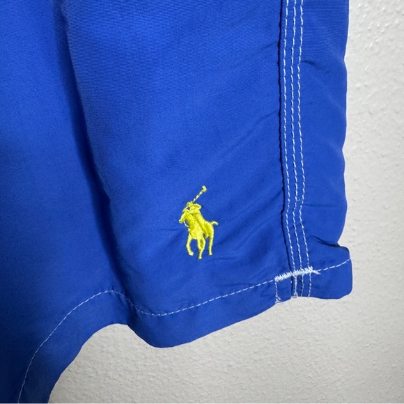 Polo Ralph Lauren Swim Trunks Men’s 3XB Blue Yellow Logo Drawstring Board Shorts - Picture 2 of 8